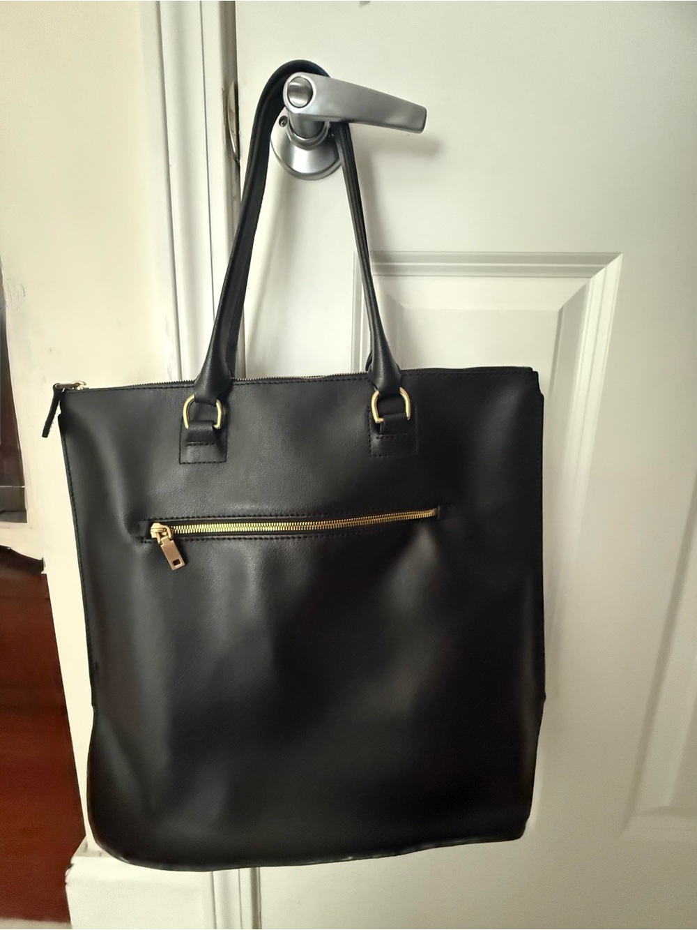 J. Crew Black Leather Tote.